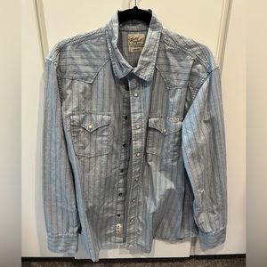 Blue bottom down shirt with pearl snaps